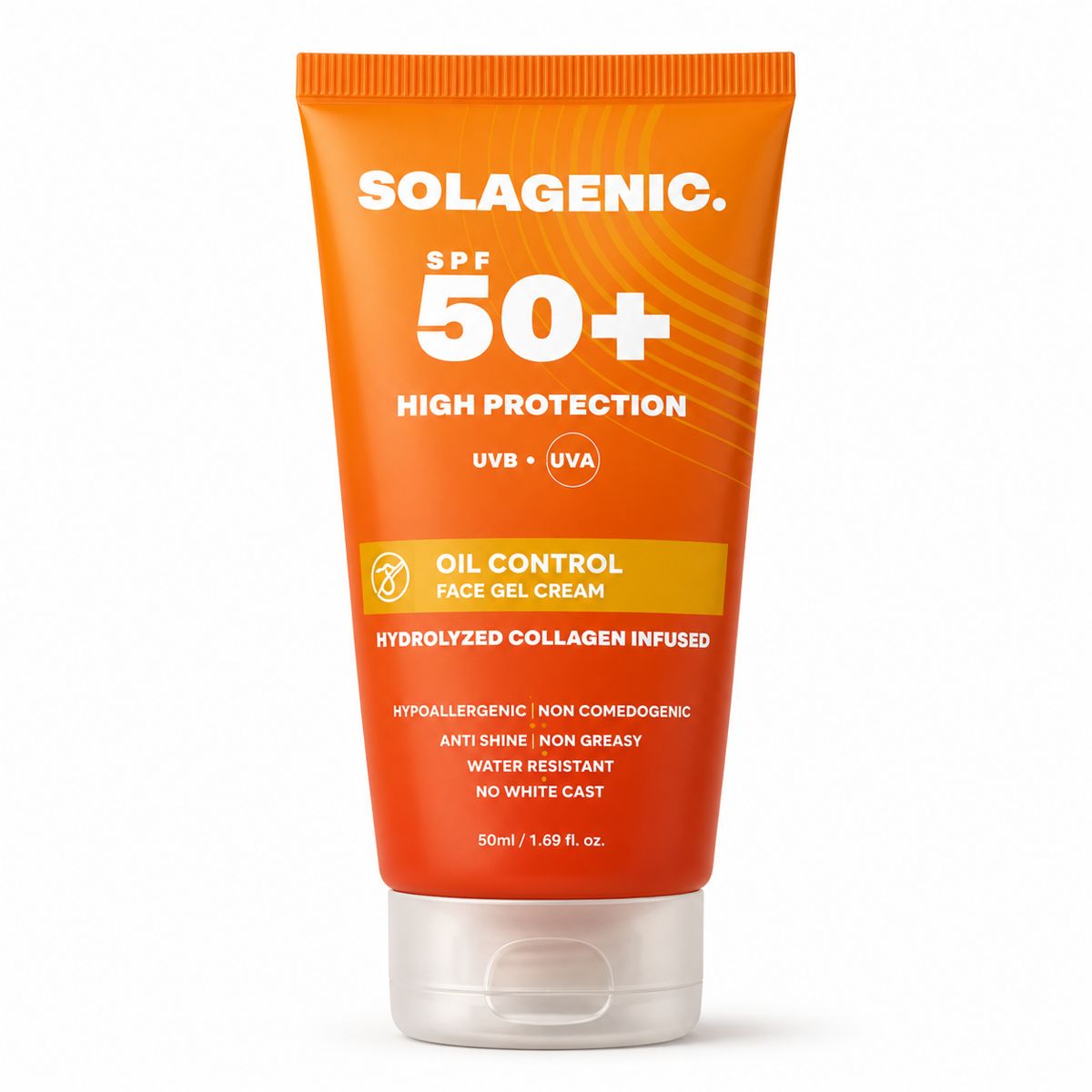 Solangenic  Tinted Oil Control Face Gel Cream 50+ Spf 50Ml | واقي شمس بشرة دهنية بعامل حماية 50