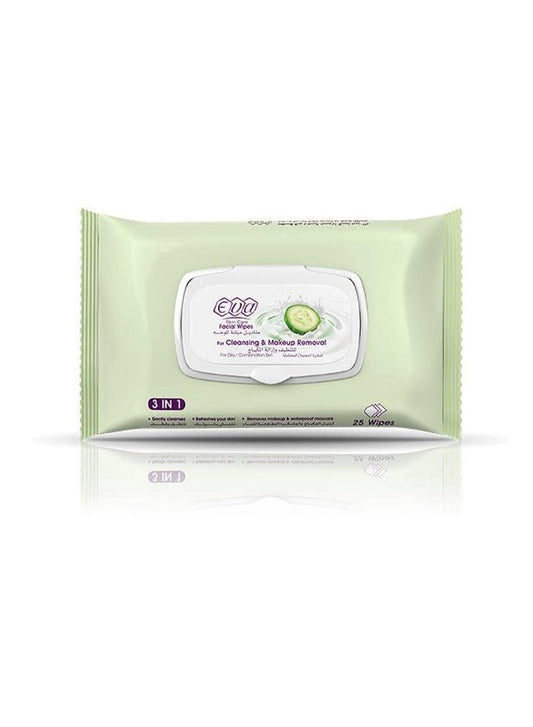 Facial wipes for cleansing and makeup remover 25 wipes for oily and combined skin
